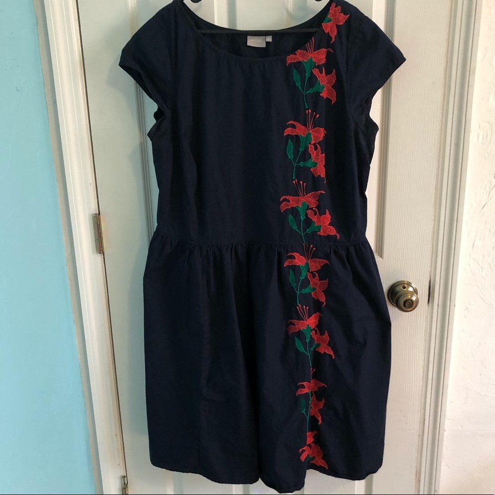 EShakti Navy and Floral Dress